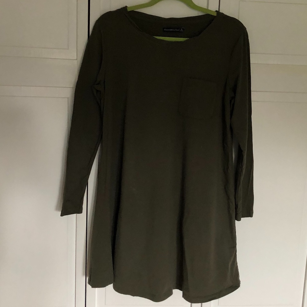 Abercrombie Army Green Long Sleeve T-shirt Dress